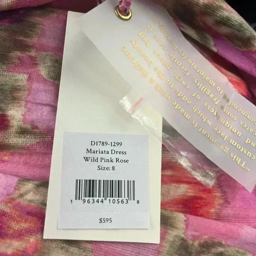 NWT LOVESHACKFANCY Mariata Floral A Line Maxi Dress Wild Pink Rose 8 - Picture 7 of 7